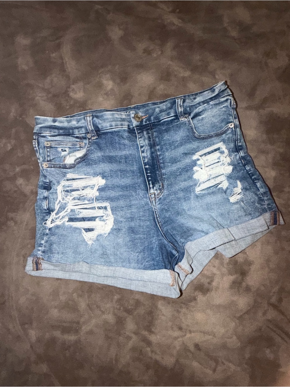 American Eagle Outfitters Distressed Light Blue Denim Shorts